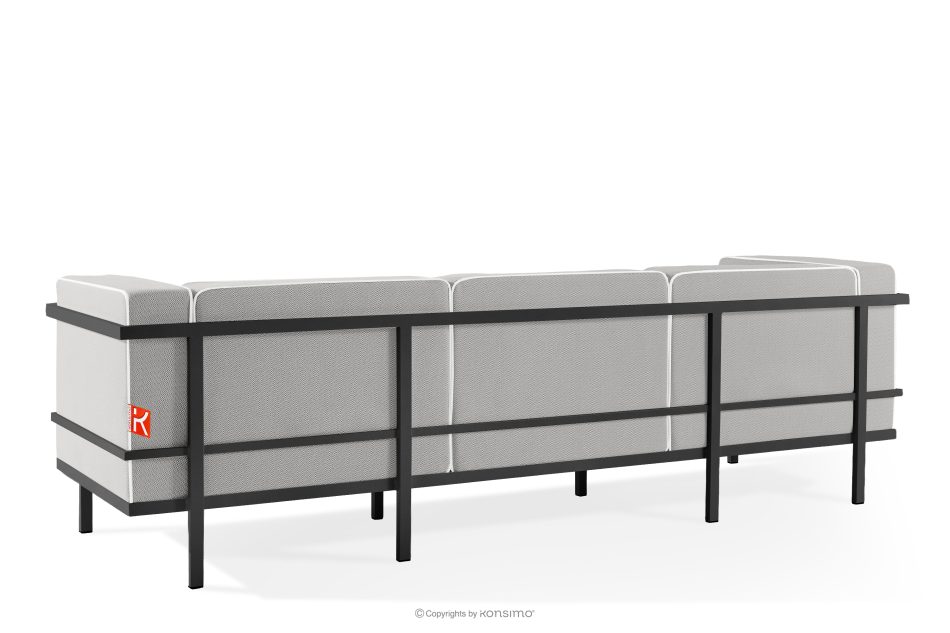 TRIGLO Moderná záhradná pohovka 3 na kovových nohách, tmavo sivá/tmavo sivá/biela tmavo sivá/tmavo sivá/biela - obrázok 3