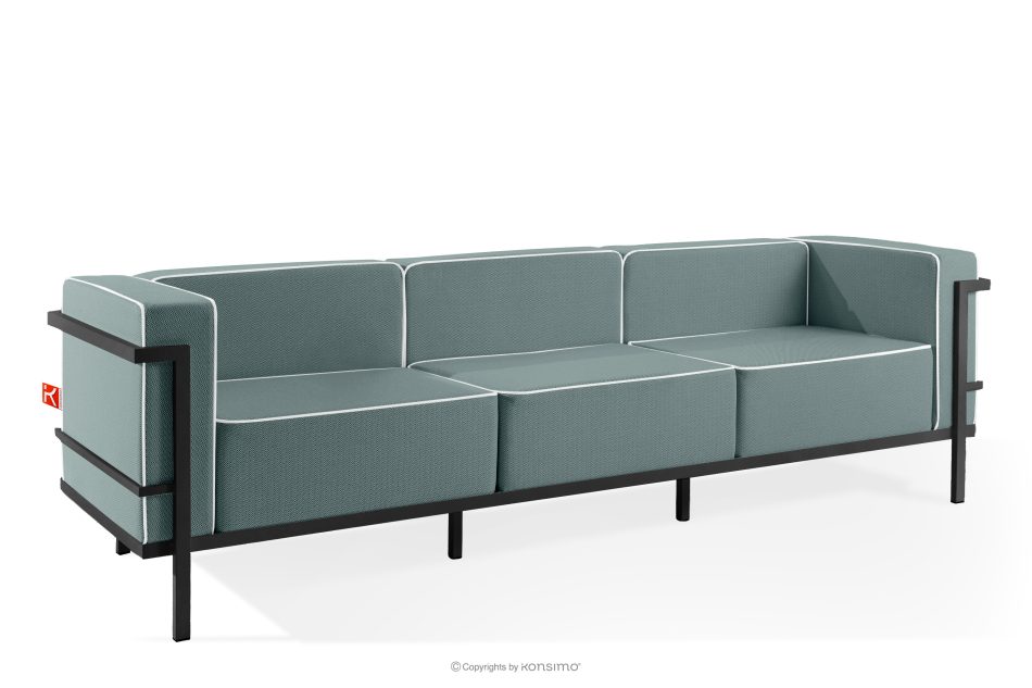 TRIGLO Moderná záhradná pohovka 3 na kovových nohách, tmavo sivá/tmavo zelená/biela tmavo sivá/tmavo zelená/biela - obrázok 2