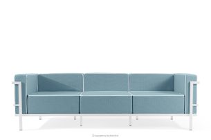 TRIGLO, https://konsimo.sk/kolekcie/triglo/ Moderná záhradná pohovka 3 na kovových nohách, biela/morská modrá/biela biela/morská modrá/biela - obrázok