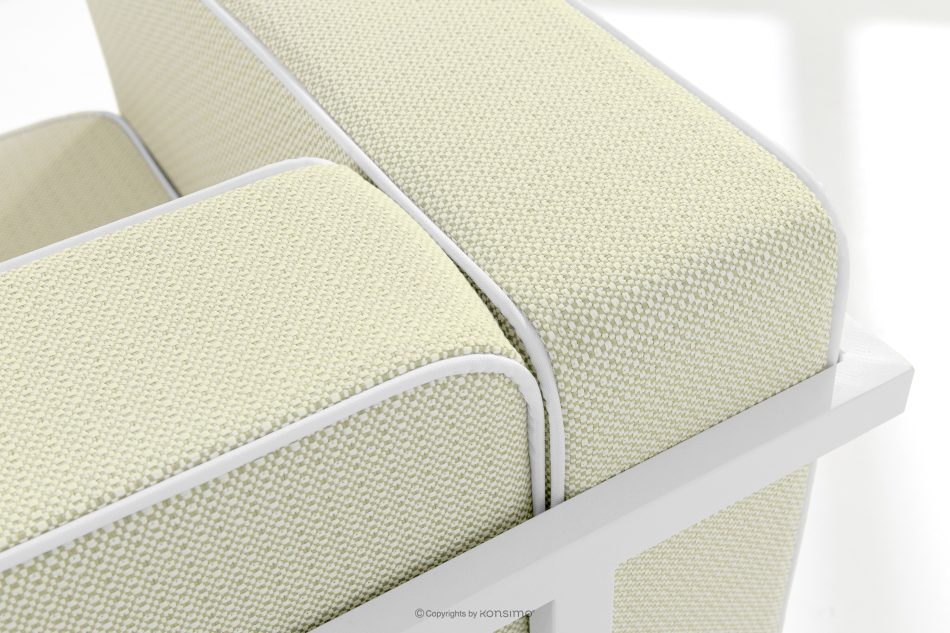 TRIGLO Moderná záhradná pohovka 3 na kovových nohách, biela/svetlo zelená/biela biela/svetlo zelená/biela - obrázok 5