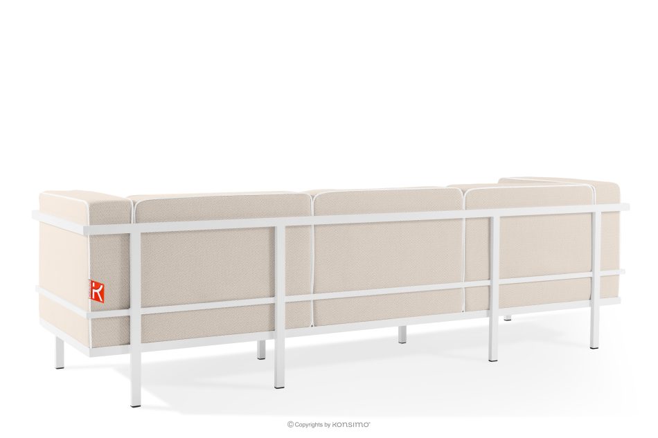 TRIGLO Moderná záhradná pohovka 3 na kovových nohách, biela/tmavo béžová/biela biela/tmavá béžová/biela - obrázok 3