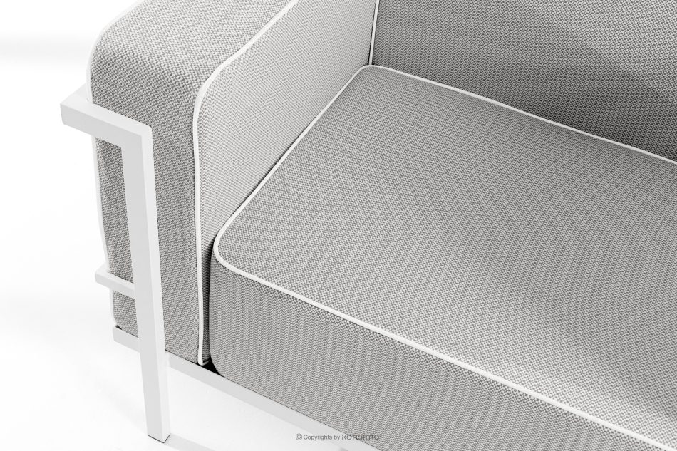 TRIGLO Moderná záhradná pohovka 3 na kovových nohách, biela/tmavo sivá/biela biela/tmavo sivá/biela - obrázok 4