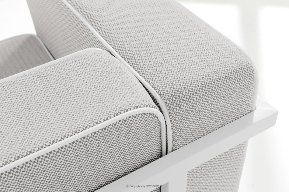 TRIGLO Moderná záhradná pohovka 3 na kovových nohách, biela/tmavo sivá/biela biela/tmavo sivá/biela - obrázok 5