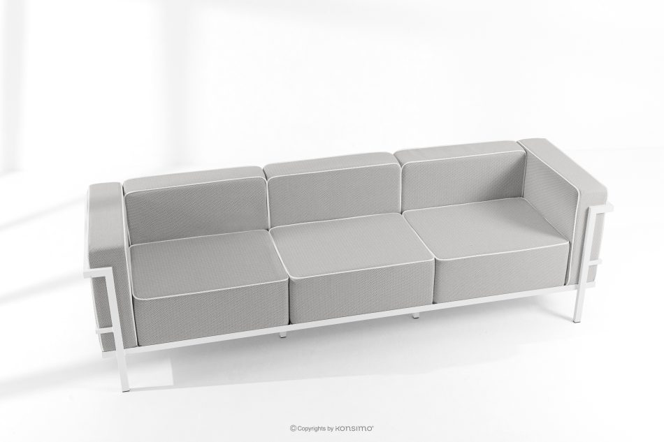 TRIGLO Moderná záhradná pohovka 3 na kovových nohách, biela/tmavo sivá/biela biela/tmavo sivá/biela - obrázok 1