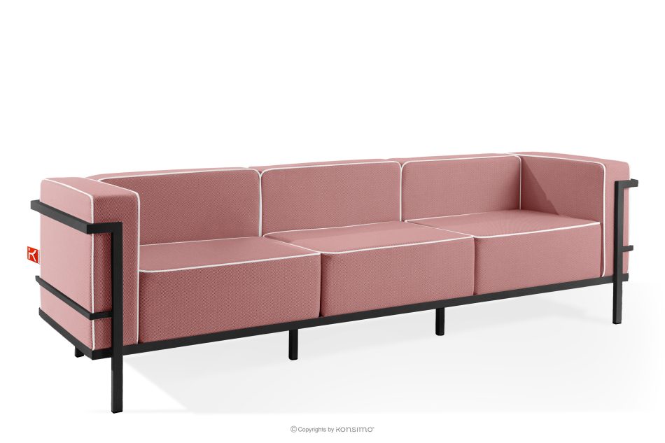 TRIGLO Moderná záhradná pohovka 3 na kovových nohách, tmavo šedá/červená/biela tmavo sivá/červená/biela - obrázok 2