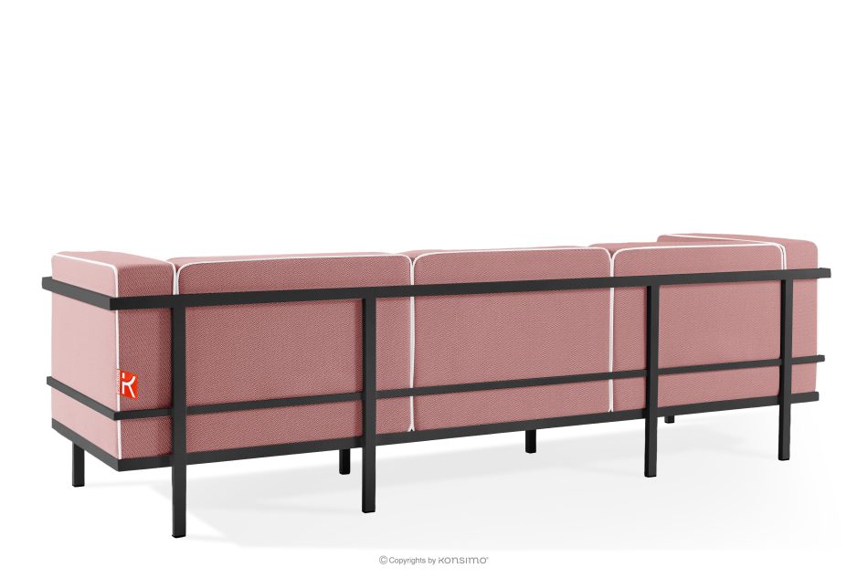 TRIGLO Moderná záhradná pohovka 3 na kovových nohách, tmavo šedá/červená/biela tmavo sivá/červená/biela - obrázok 3