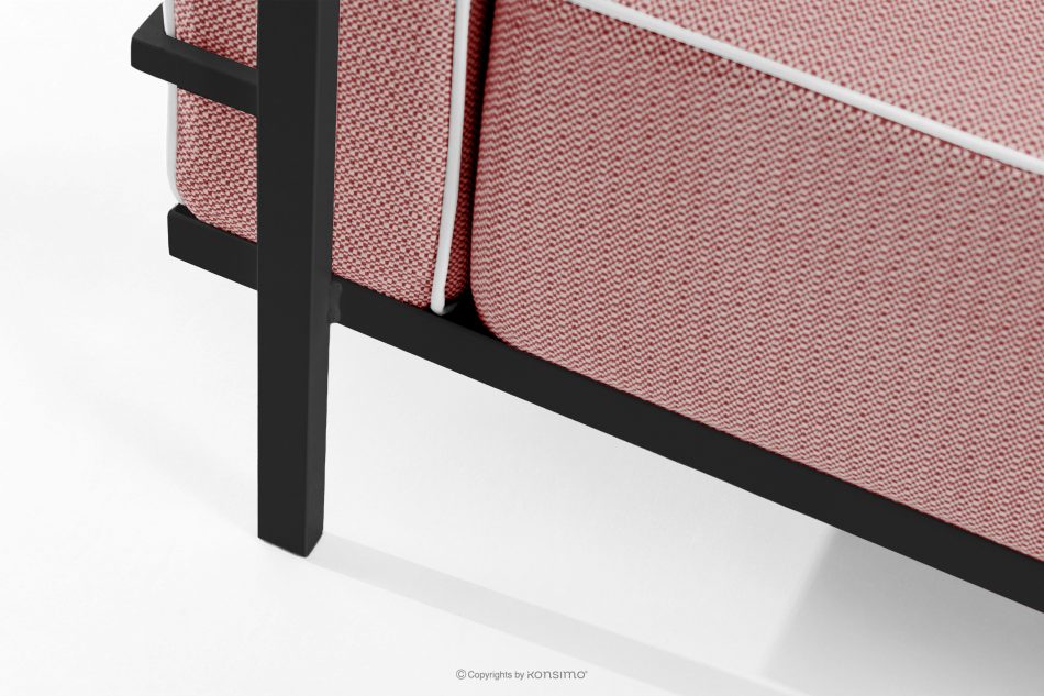 TRIGLO Moderná záhradná pohovka 3 na kovových nohách, tmavo šedá/červená/biela tmavo sivá/červená/biela - obrázok 6