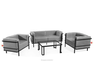 TRIGLO, https://konsimo.sk/kolekcie/triglo/ Záhradný nábytok 2x kreslo, dvojmiestna pohovka, konferenčný stolík tmavošedá/čierna/biela tmavo sivá/čierna/biela - obrázok