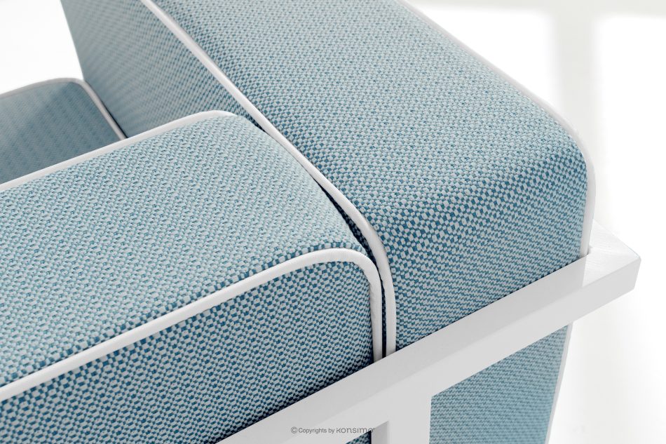 TRIGLO Záhradný nábytok: 2 kreslá, dvojmiestna pohovka, konferenčný stolík v bielej/morskej modrej/bielej farbe biela/námornícka modrá/biela - obrázok 9