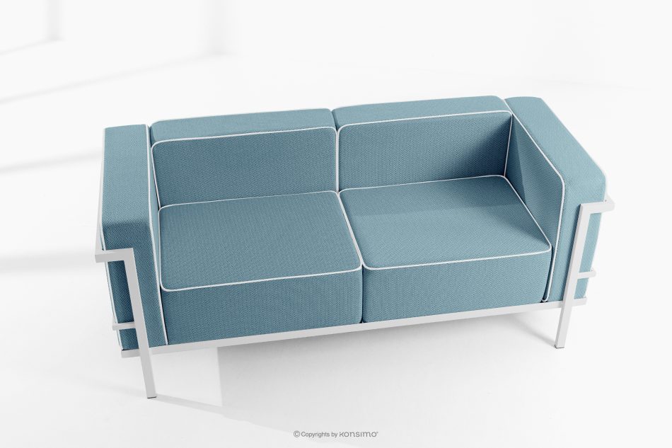 TRIGLO Záhradný nábytok: 2 kreslá, dvojmiestna pohovka, konferenčný stolík v bielej/morskej modrej/bielej farbe biela/námornícka modrá/biela - obrázok 1