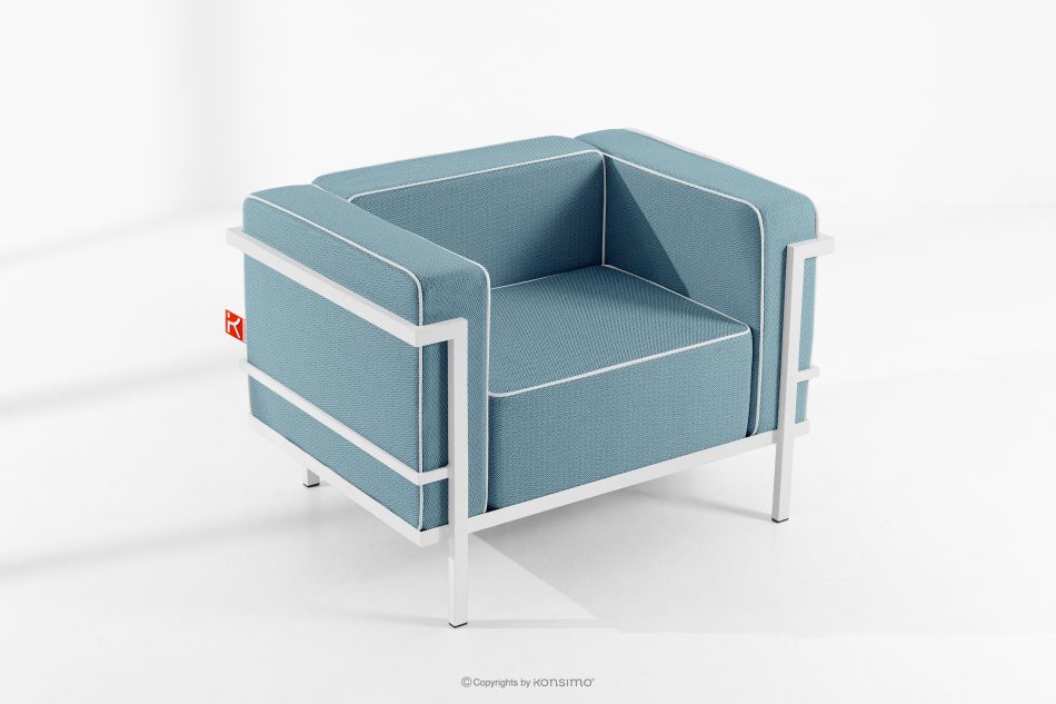 TRIGLO Záhradný nábytok: 2 kreslá, dvojmiestna pohovka, konferenčný stolík v bielej/morskej modrej/bielej farbe biela/námornícka modrá/biela - obrázok 17