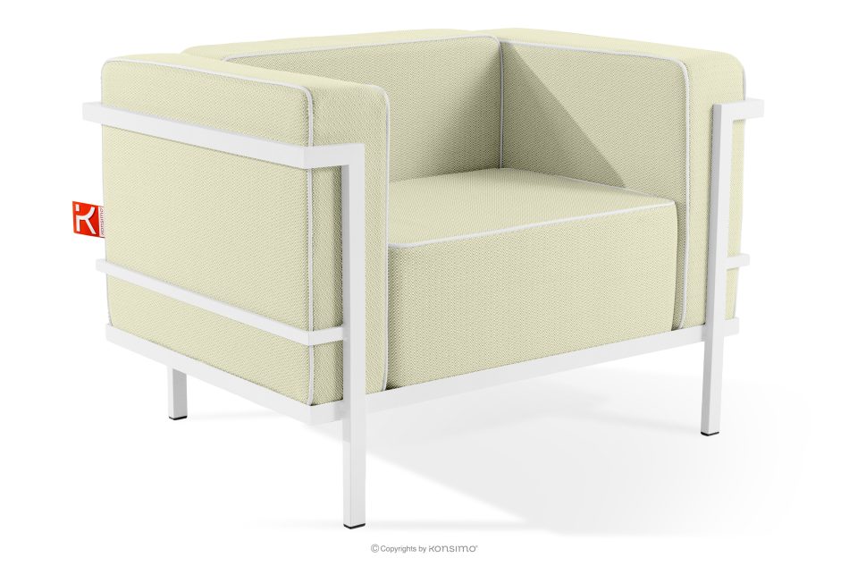 TRIGLO Záhradný nábytok: 2 kreslá, dvojmiestna pohovka, konferenčný stolík v bielej/svetlo zelenej/bielej farbe biela/svetlo zelená/biela - obrázok 6