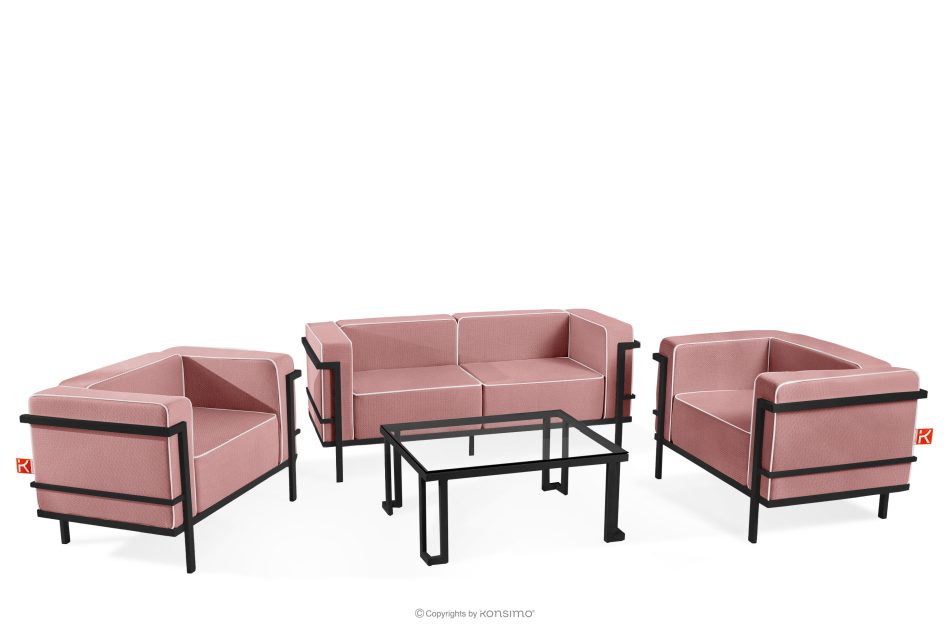 TRIGLO Záhradný nábytok 2x kreslo, dvojmiestna pohovka, konferenčný stolík tmavošedá/červená/biela tmavo sivá/červená/biela - obrázok 0