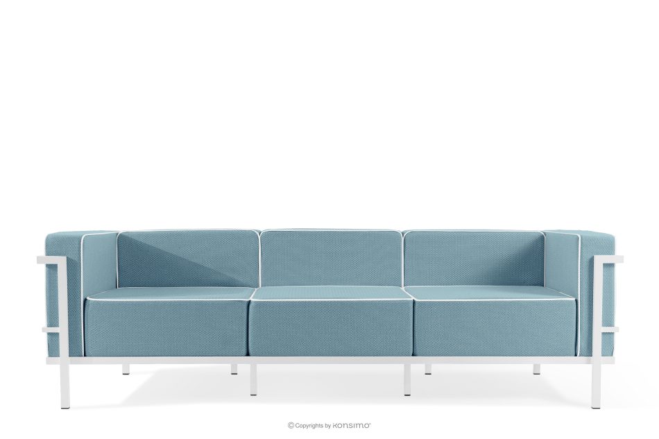 TRIGLO Záhradný nábytok: 2 kreslá, trojmiestna pohovka, konferenčný stolík v bielej/morskej modrej/bielej farbe biela/morská modrá/biela - obrázok 2