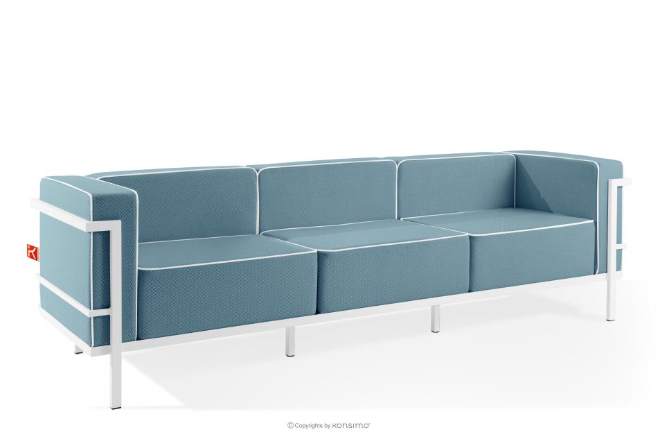 TRIGLO Záhradný nábytok: 2 kreslá, trojmiestna pohovka, konferenčný stolík v bielej/morskej modrej/bielej farbe biela/morská modrá/biela - obrázok 3