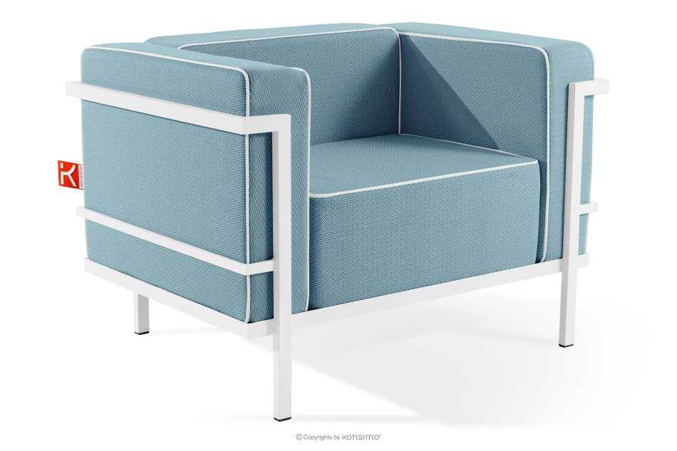 TRIGLO Záhradný nábytok: 2 kreslá, trojmiestna pohovka, konferenčný stolík v bielej/morskej modrej/bielej farbe biela/morská modrá/biela - obrázok 6