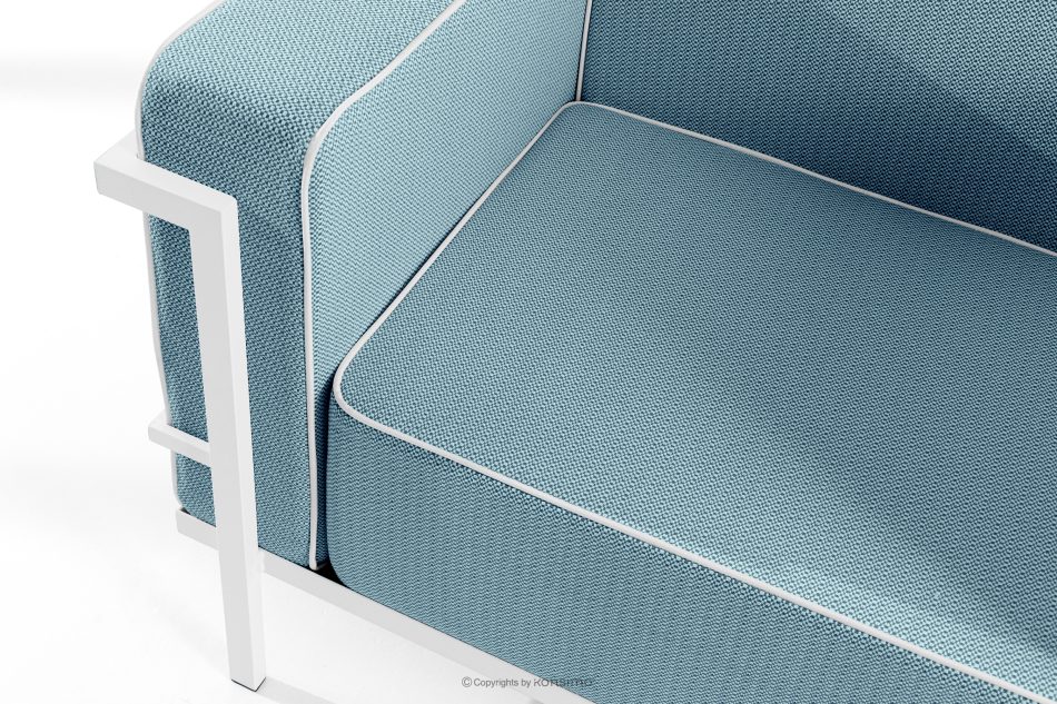 TRIGLO Záhradný nábytok: 2 kreslá, trojmiestna pohovka, konferenčný stolík v bielej/morskej modrej/bielej farbe biela/morská modrá/biela - obrázok 8