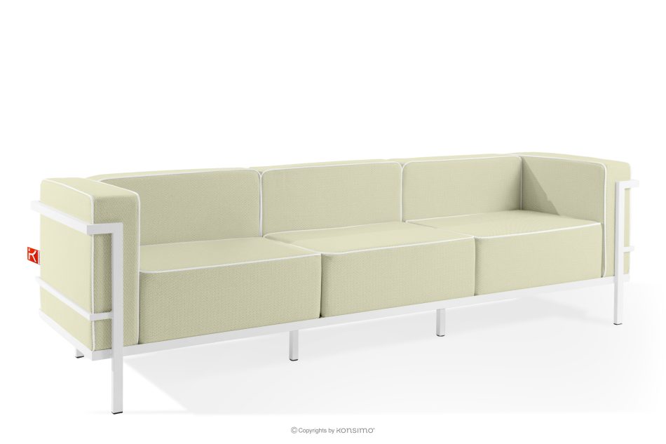 TRIGLO Súprava záhradného nábytku: 2 kreslá, trojmiestna pohovka, stôl v bielej/svetlo zelenej/bielej farbe biela/svetlo zelená/biela - obrázok 3