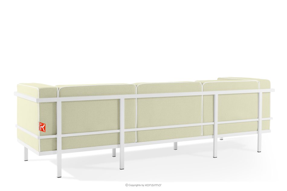 TRIGLO Súprava záhradného nábytku: 2 kreslá, trojmiestna pohovka, stôl v bielej/svetlo zelenej/bielej farbe biela/svetlo zelená/biela - obrázok 4