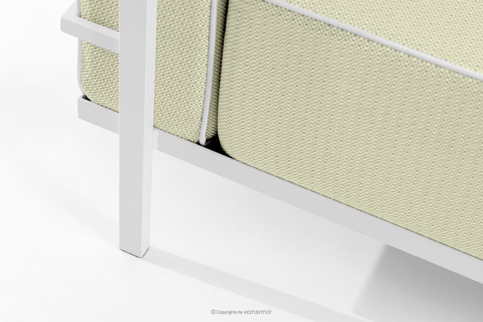 TRIGLO Súprava záhradného nábytku: 2 kreslá, trojmiestna pohovka, stôl v bielej/svetlo zelenej/bielej farbe biela/svetlo zelená/biela - obrázok 10