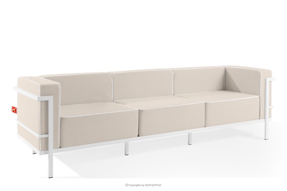 TRIGLO Súprava záhradného nábytku: 2 kreslá, trojmiestna pohovka, stôl v bielej/tmavo béžovej/bielej farbe biela/tmavá béžová/biela - obrázok 3