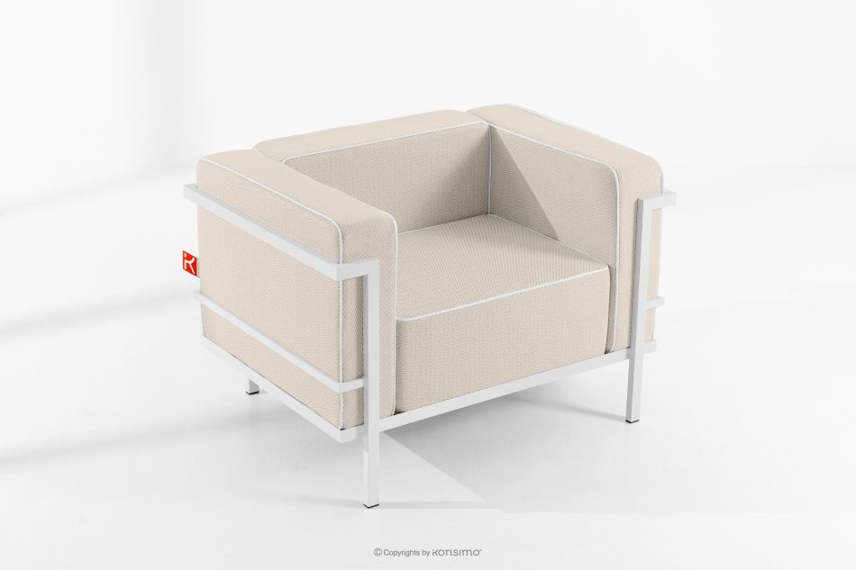 TRIGLO Súprava záhradného nábytku: 2 kreslá, trojmiestna pohovka, stôl v bielej/tmavo béžovej/bielej farbe biela/tmavá béžová/biela - obrázok 17