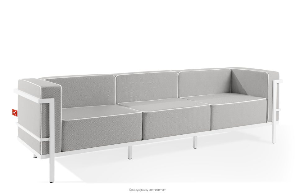 TRIGLO Súprava záhradného nábytku: 2 kreslá, trojmiestna pohovka, stôl v bielej/tmavo šedej/bielej farbe biela/tmavo sivá/biela - obrázok 3