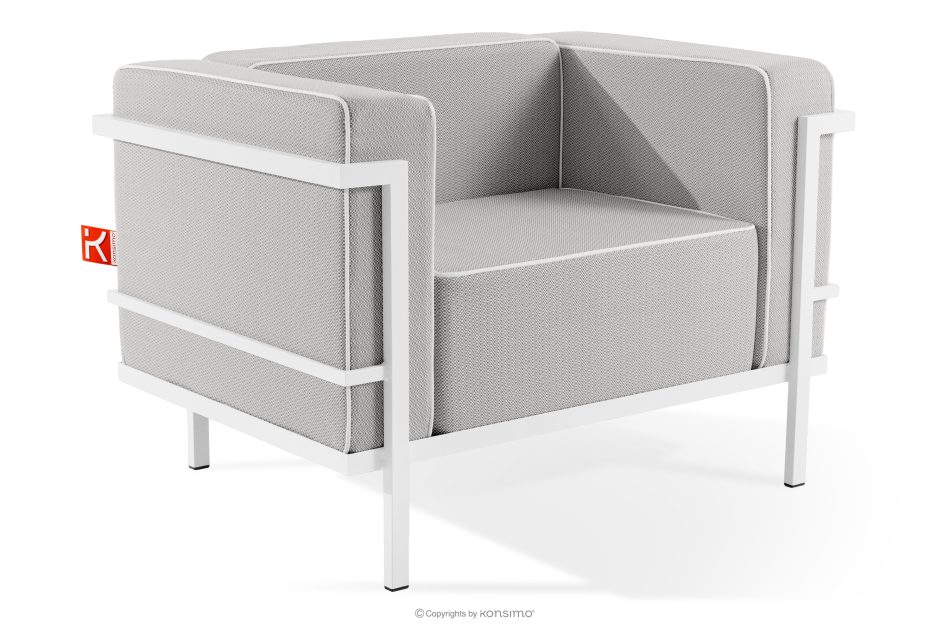 TRIGLO Súprava záhradného nábytku: 2 kreslá, trojmiestna pohovka, stôl v bielej/tmavo šedej/bielej farbe biela/tmavo sivá/biela - obrázok 6