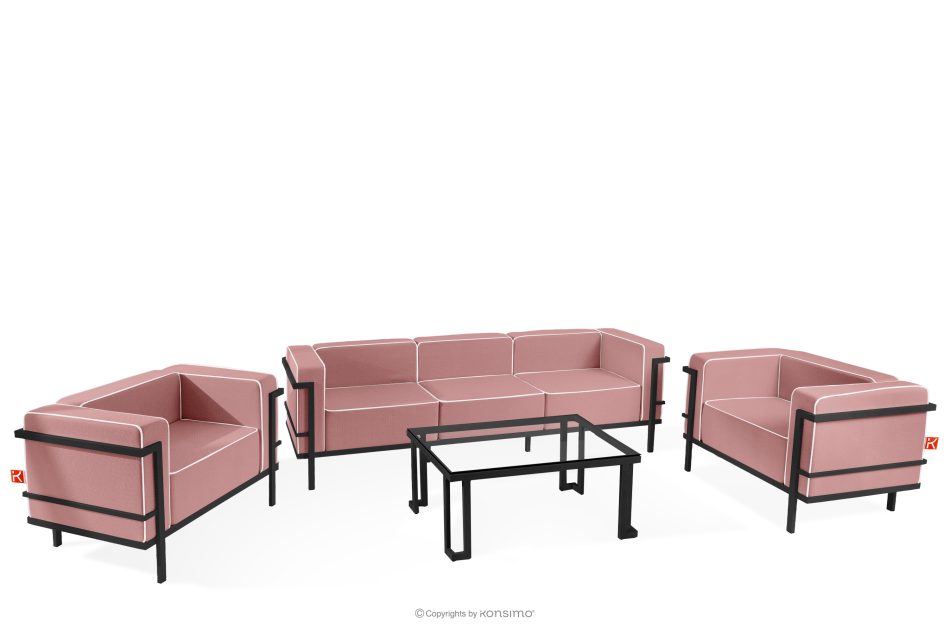 TRIGLO Záhradný nábytok: 2 kreslá, trojmiestna pohovka, tmavošedý/červený/biely konferenčný stolík tmavo sivá/červená/biela - obrázok 0