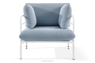 RAMBE, https://konsimo.sk/kolekcie/rambe/ Záhradné kreslo Loft s kovovými nohami, biele/morská modrá/biele biela/morská modrá/biela - obrázok