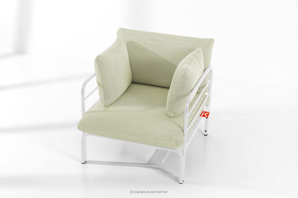 RAMBE Záhradné kreslo Loft s kovovými nohami, biele/svetlo zelené/biele biela/svetlo zelená/biela - obrázok 1