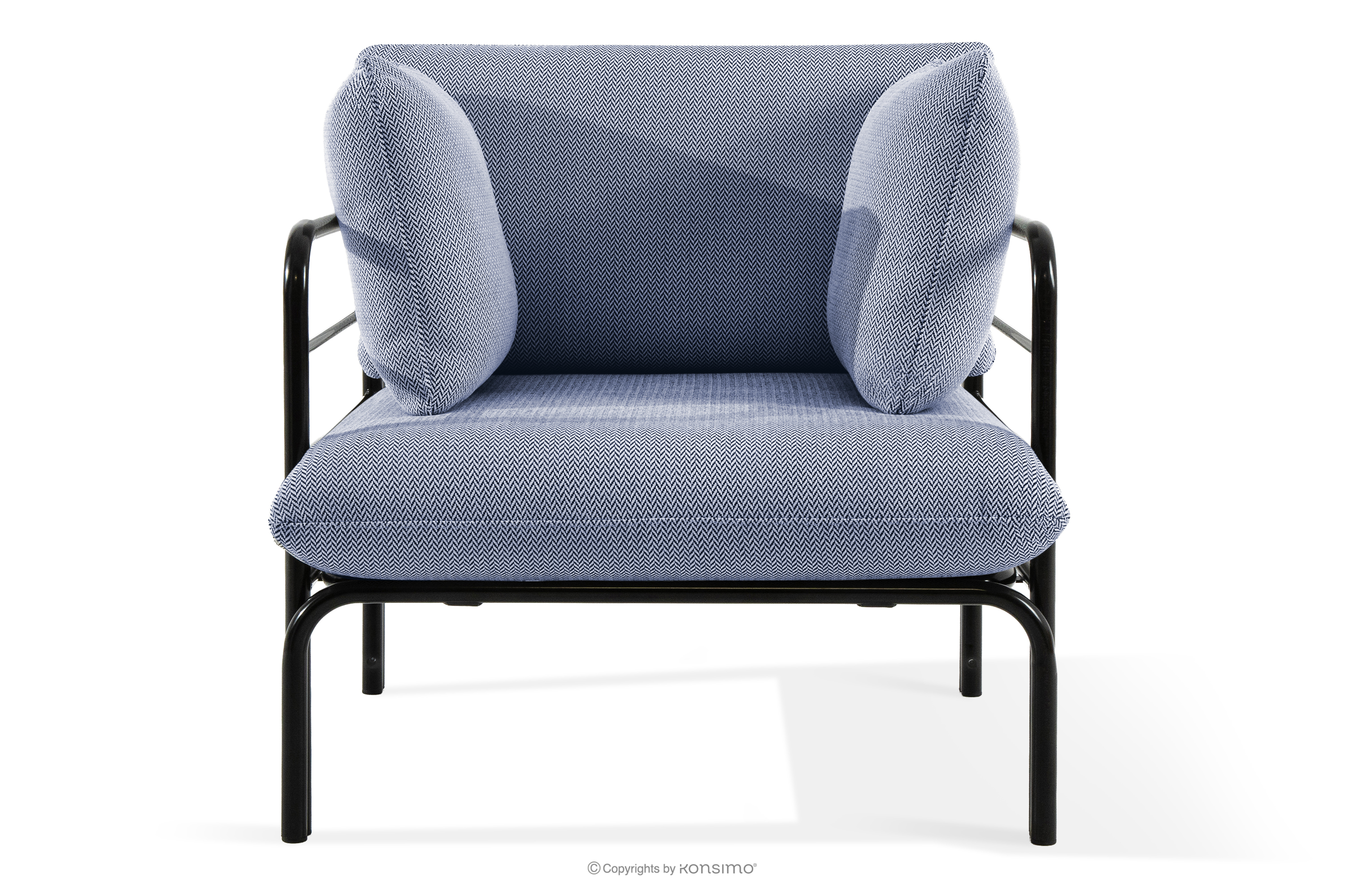 Záhradné kreslo Loft na kovových nohách, antracitová/námornícka modrá/biela