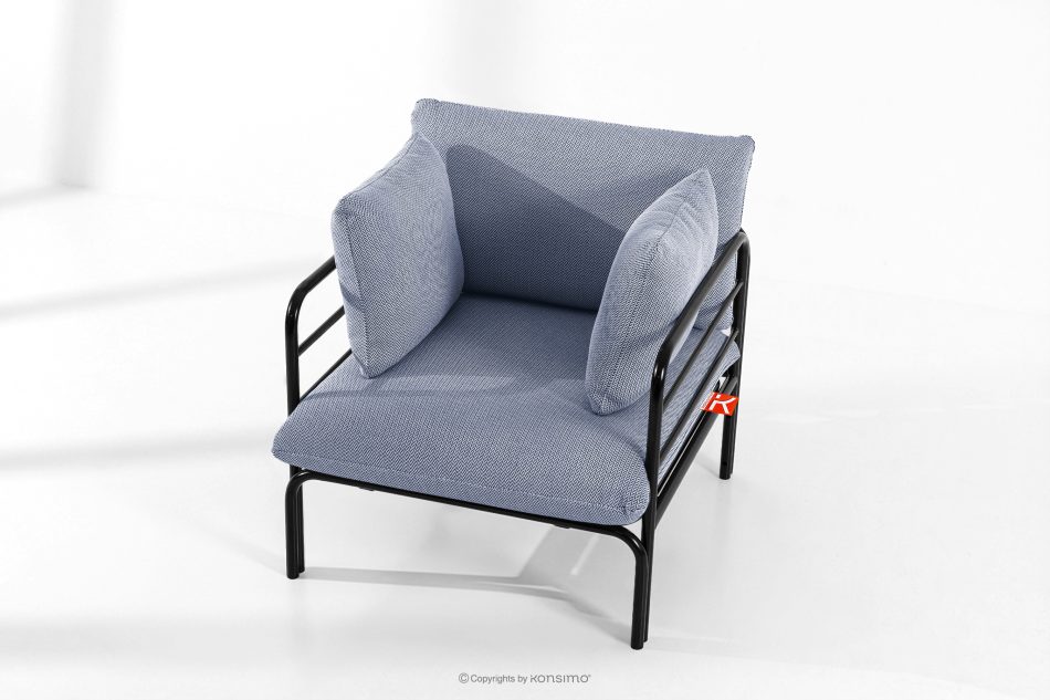 RAMBE Záhradné kreslo Loft na kovových nohách, antracitová/námornícka modrá/biela antracitová/námornícka modrá/biela - obrázok 1