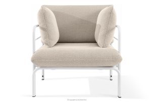 RAMBE, https://konsimo.sk/kolekcie/rambe/ Záhradné kreslo Loft s kovovými nohami, biele/béžové/biele biela/béžová/biela - obrázok