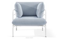 Záhradné kreslo Loft s kovovými nohami, biele/svetlo modré/biele