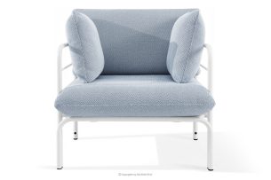 RAMBE, https://konsimo.sk/kolekcie/rambe/ Záhradné kreslo Loft s kovovými nohami, biele/svetlo modré/biele biela/nebesky modrá/biela - obrázok