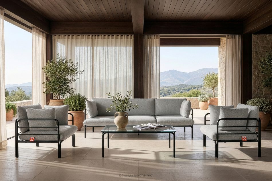 RAMBE Záhradná pohovka Loft 3 na kovových nohách antracitová/tmavo šedá/biela antracitová/tmavo sivá/biela - obrázok 10