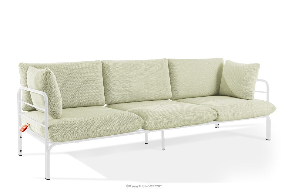 RAMBE Záhradná pohovka Loft 3 na kovových nohách, biela/svetlo zelená/biela biela/svetlo zelená/biela - obrázok 2