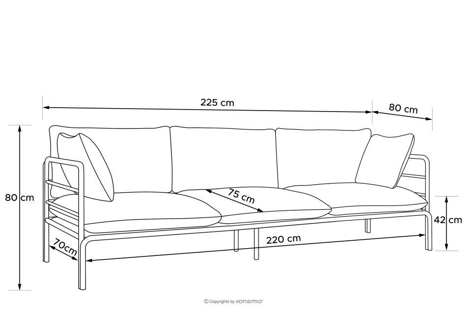 RAMBE Záhradná pohovka Loft 3 na kovových nohách, biela/béžová/biela biela/béžová/biela - obrázok 11