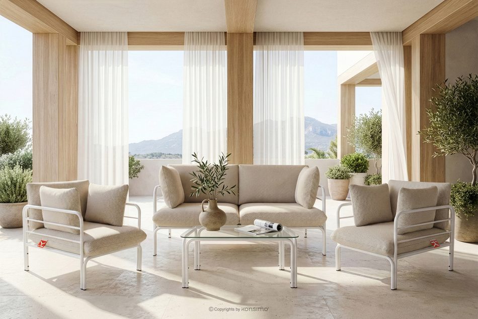 RAMBE Záhradný vankúš, béžová/biela béžová/biela - obrázok 1