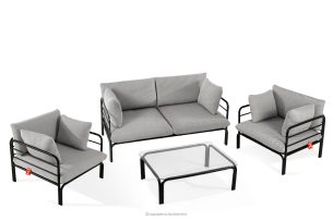 RAMBE, https://konsimo.sk/kolekcie/rambe/ Záhradný nábytok: 2 kreslá, dvojmiestna pohovka, antracitový/tmavo sivý/biely konferenčný stolík antracitová/tmavo sivá/biela - obrázok