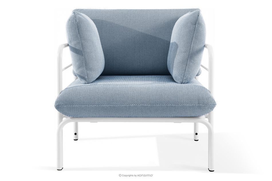 RAMBE Záhradný nábytok: 2 kreslá, dvojmiestna pohovka, biely/morský modrý/biely konferenčný stolík biela/morská modrá/biela - obrázok 5
