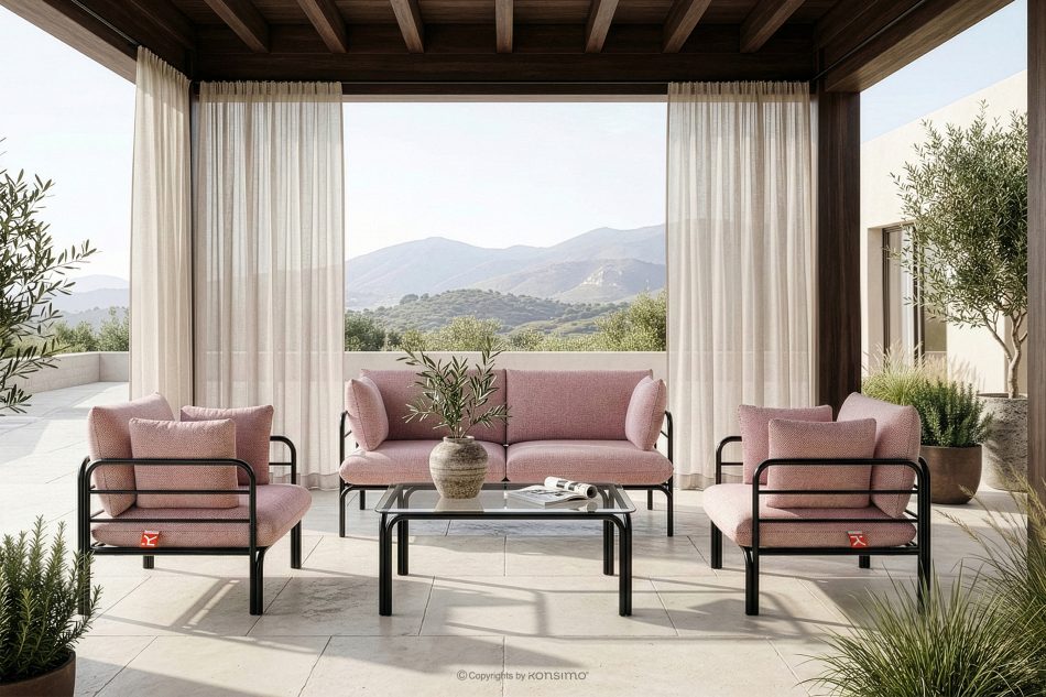 RAMBE Záhradný nábytok: 2 kreslá, dvojmiestna pohovka, antracitový/červený/biely konferenčný stolík antracitová/červená/biela - obrázok 18