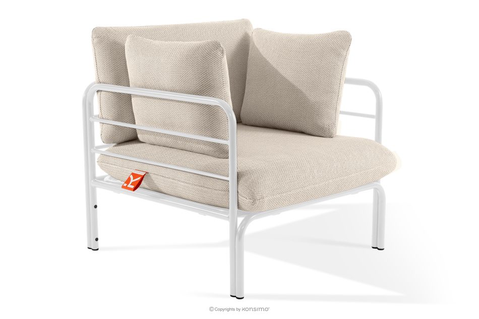 RAMBE Záhradný nábytok: 2 kreslá, dvojmiestna pohovka, biely/béžový/biely stôl biela/béžová/biela - obrázok 6