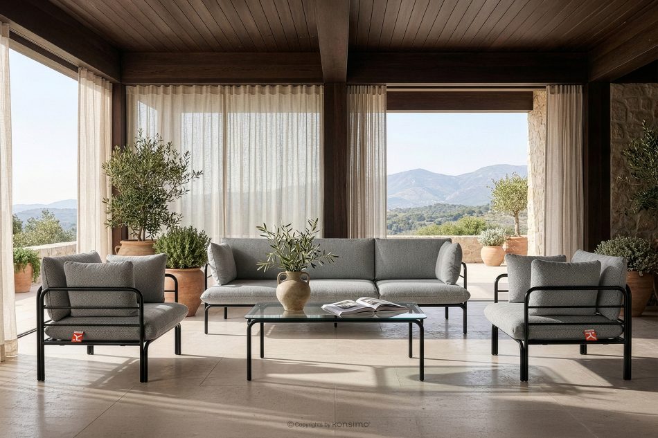 RAMBE Záhradný nábytok 2x kreslo, trojmiestna pohovka, antracitová/čierna/biely konferenčný stolík antracitová/čierna/biela - obrázok 18