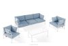 RAMBE Záhradný nábytok 2x kreslo, trojmiestna pohovka, stôl biely/morsky modrý/biely biela/morská modrá/biela - obrázok 1