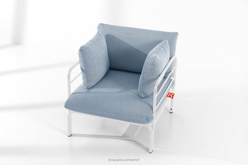 RAMBE Záhradný nábytok 2x kreslo, trojmiestna pohovka, stôl biely/morsky modrý/biely biela/morská modrá/biela - obrázok 17