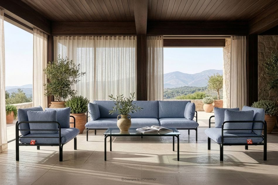 RAMBE Záhradný nábytok 2x kreslo, trojmiestna pohovka, antracitová/námornícka modrá/biely konferenčný stolík antracitová/námornícka modrá/biela - obrázok 18