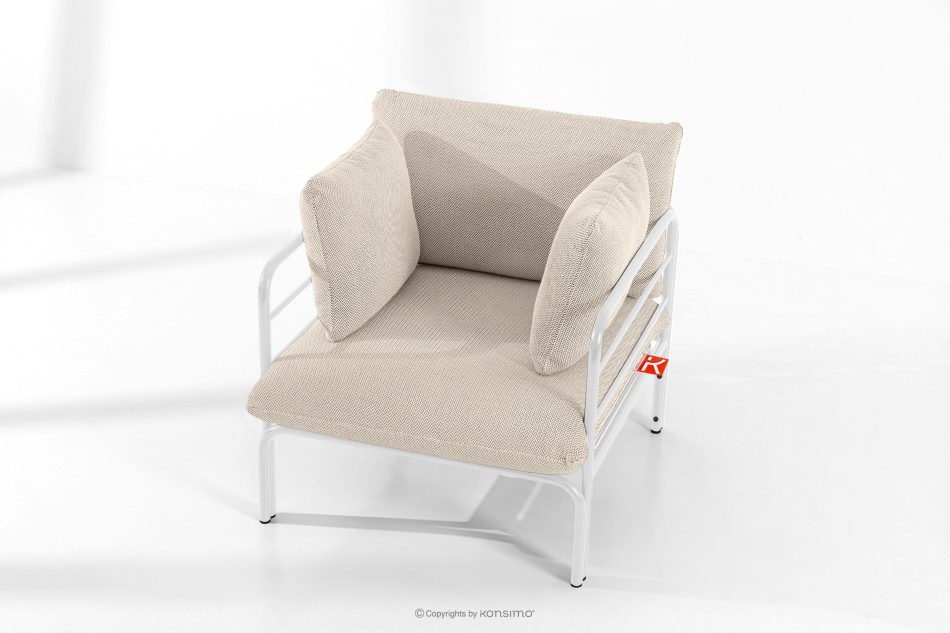 RAMBE Záhradný nábytok: 2 kreslá, trojmiestna pohovka, biely/béžový/biely stôl biela/béžová/biela - obrázok 17