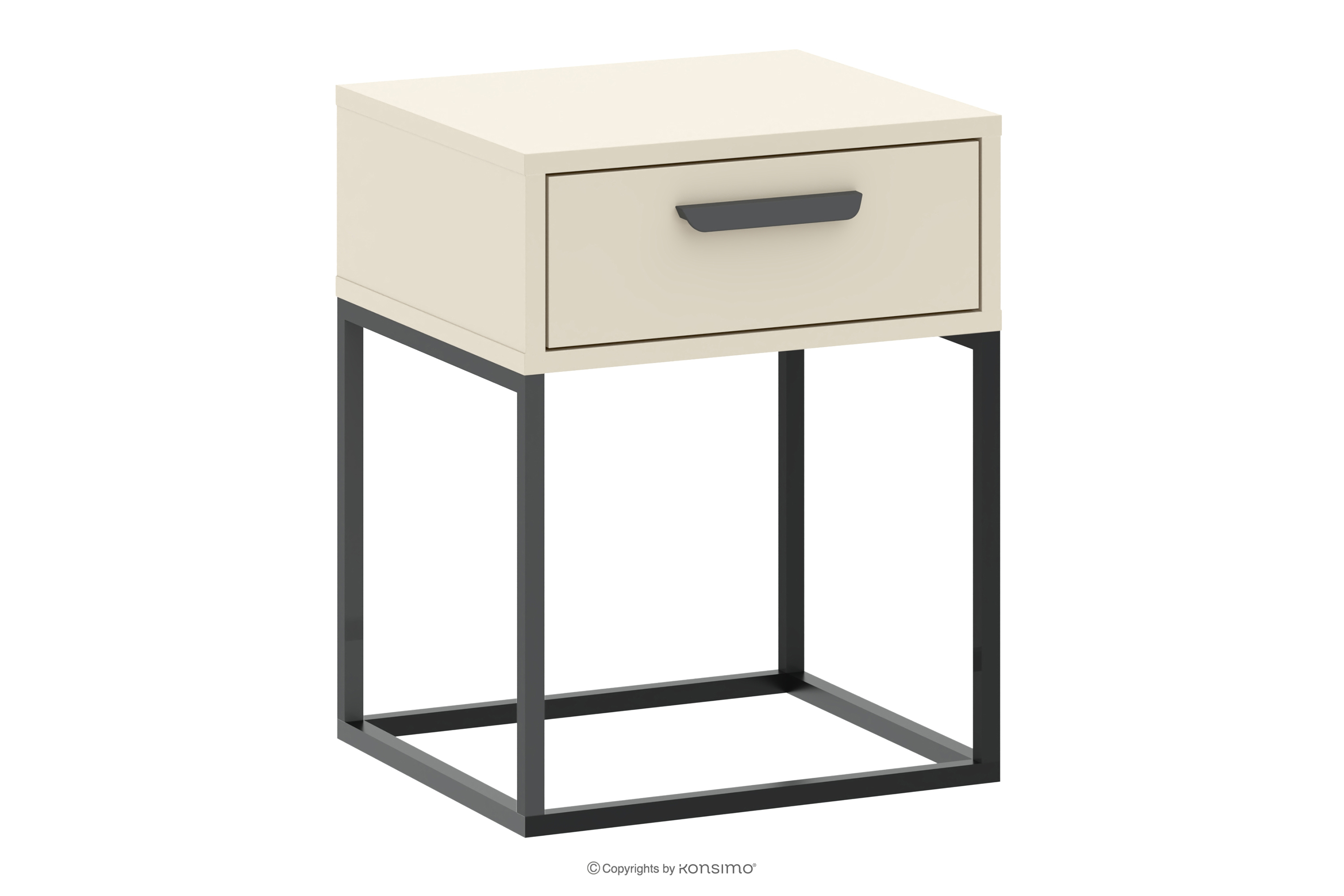 Krémový nočný stolík so zásuvkou